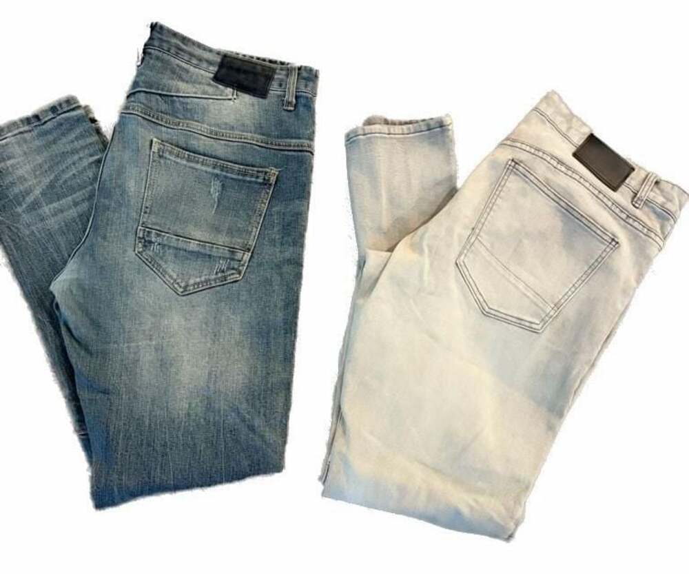 2 Pair Smoke Rise Distressed Patchwork Moto Jeans Blue Size 38/32